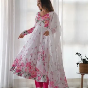 Redqymdqe Exclusive Stylish Three-Piece Digital Print Japani Silk for Women