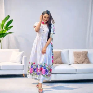 Cotton Fabric Embroidery Work Fashionable Stylish and Comfortable Readymade Three Piece