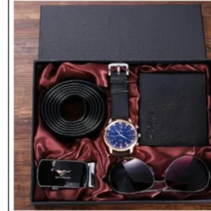 New 6Pcs/Set Fashion Mens Watches Set Gift Glasses Wallet Belt Pen Keychain Wristwatch Set Best Gifts Luxury Watch for Men
