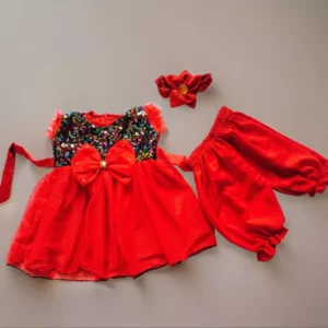 New Baby Girls Fashionable Premium Quality Beautiful Party Dress With pant and hair band 0-7