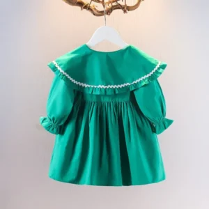 2025 new girl baby round neck dress children flowers cotton skirt 0-4 Years
